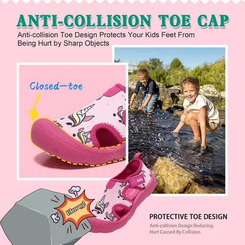 Vista 6 de Zapatos de agua para niños y niñas, de secado rápido, con puntera ancha, bonitos zapatos para la playa y la piscina (niños pequeños)