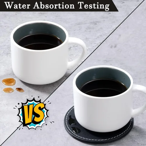 Vista 5 de Posavasos de cuero personalizados para bebidas, juego de 6 posavasos de café personalizados, posavasos personalizados con monograma grabado, regalos