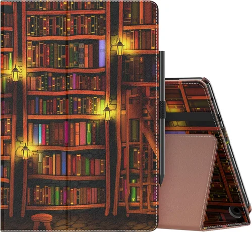 Vista 17 de MoKo - Funda para tablet Kindle Fire HD 10 y 10 Plus (11.ª generación, versión 2021), diseño delgado y plegable con función de encendido y apagado