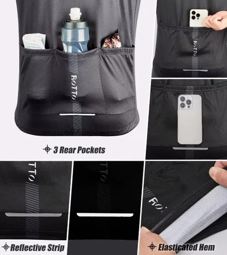 Vista 5 de ROTTO Camiseta de ciclismo para hombre, manga larga, línea simple, serie