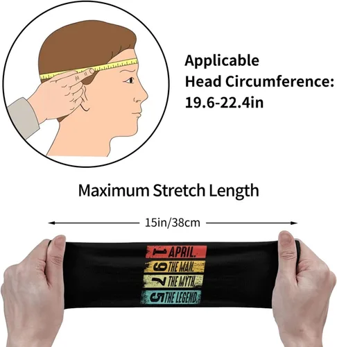 Vista 7 de April The Man The Myth The Legend 1975 Headband for Men Women Sports Sweatband for Fitness Exercise Moisture Wicking Running Yoga Hairbands