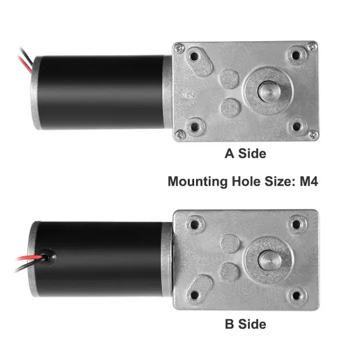 Vista 5 de DC 12V 60RPM 15.4 lbs.cm 0.315 in doble eje motor de engranaje helicoidal reversible con cable, motor de reducción de alta velocidad de par, motor