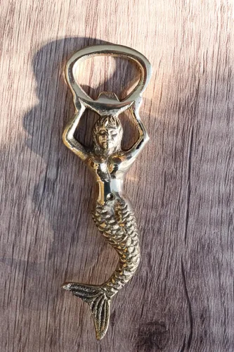 Vista 9 de Ebros Gift Vintage Marine Nautical Heavy Duty Latón Acabado Oro Sirena Costera Sirena Sirena Soda Botella de Cerveza Tapa Abremano 4.5" Alto Mar