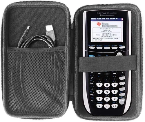 Vista 2 de Estuche rígido compatible con calculadora gráfica Texas Instruments TI-84 Plus C Silver
