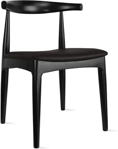Vista 5 de 2xhome Solid Wooden Dining Chair Upholstered Faux Leather Cushioned Seat Modern Farmhouse Elbow Side Chair Home, Kitchen, Office, Meetings