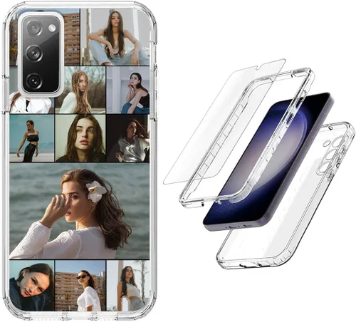 Vista 24 de Funda resistente personalizada para Samsung Galaxy S20 FE [protector de pantalla de vidrio templado] [carcasa de silicona suave] [parachoques de PC]