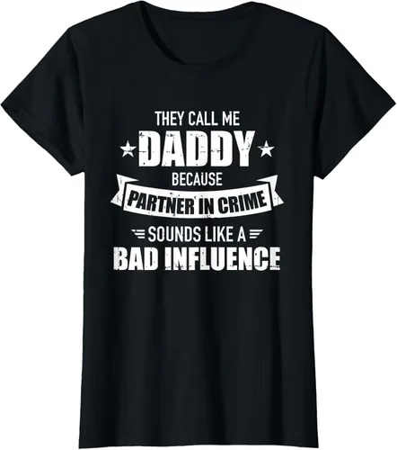 Vista 42 de Call me dad partner in crime bad influence camiseta divertida regalo papá, Negro, S