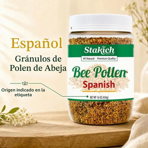 Vista 4 de Stakich Gránulos de polen de abeja español, puros, naturales, sin procesar, 1 libra (16 onzas)