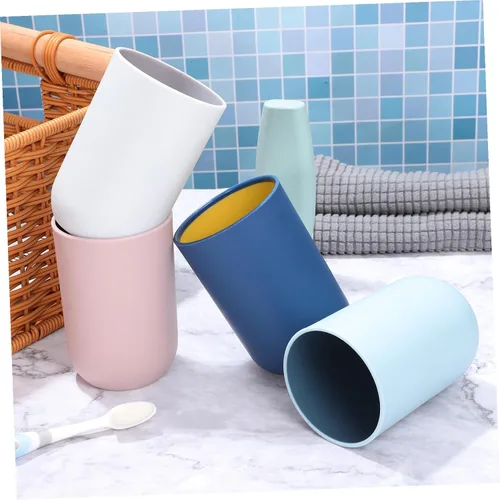 Vista 8 de 4 vasos de lavado para cepillos de dientes, soporte para cepillos de dientes, vaso de plástico, vasos de plástico para baño, tazas de baño