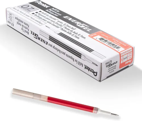 Vista 7 de Pentel - Tinta de recarga para bolígrafo de gel líquido EnerGel, (0.7mm), punta de metal, tinta negra, caja de 12 (LR7-A)