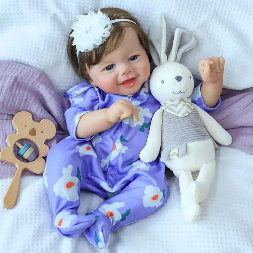 Vista 4 de SCOM Muñecas de bebé realistas Reborn de 20 pulgadas, con sensación de bebé real, muñecas recién nacidas, adorables muñecas sonrientes de la vida