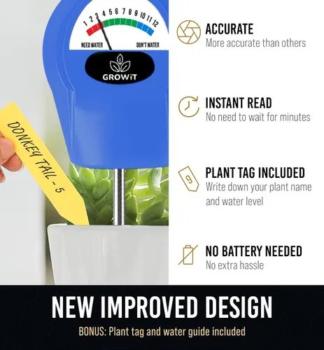 Vista 2 de GROWIT Monitor de Agua del Suelo para Plantas - Medidor de Humedad del Suelo Hidrómetro para Plantas Medidor de Humedad de Plantas