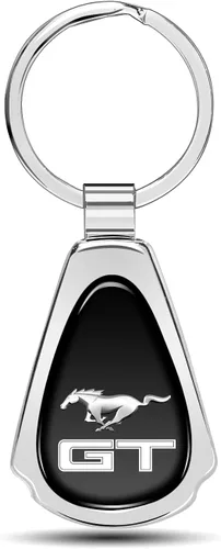 Vista 8 de iPick Image for Ford Mustang GT Black Dome Metal Teardrop Key Chain Negro