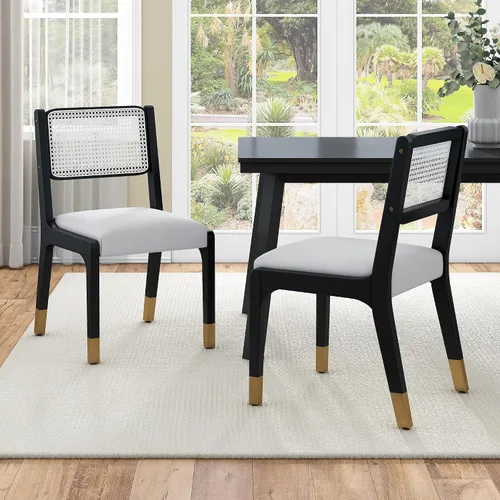 Vista 2 de Dining Chairs Set of 2 for Dining Room, Kitchen Table & Seating Chair Sets with Solid Wood Legs and Padded Seat, Modern Farmhouse Accent Side