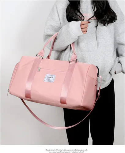 Vista 3 de Bolsa de gimnasio con compartimento para zapatos, bolsa de viaje impermeable para mujer, bolsa de mano para deporte, fin de semana, bolsa