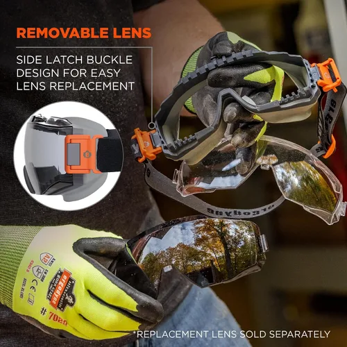 Vista 5 de Ergodyne Skullerz Modi - Gafas protectoras de seguridad OTG, ventilación indirecta, antiniebla, resistentes a los arañazos