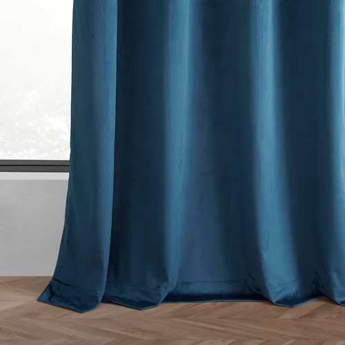 Vista 6 de HPD Half Price Drapes Juego de 2 paneles de cortinas básicas de terciopelo para oscurecer la habitación, cortinas con ojales de 96 pulgadas