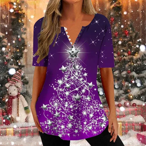 Vista 2 de Retro Shirts for Women 2024 Print V Neck 34 Sleeve Tops Marble Pullover Casual Comfy Short Sleeve Tunics Tee