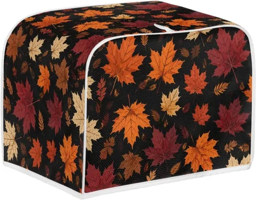 Vista 2 de Talayituse Autumn Maple Leaf Print Toaster Cover 2 Slice Bread Toaster Oven Cover Washable Toasters Dust Covers Kitchen Small Appliance Covers