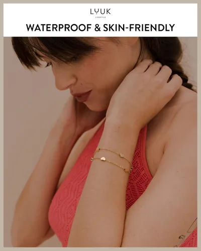Vista 3 de LUUK LIFESTYLE Pulsera de acero inoxidable con colgante y tarjeta de felicidad, filigrana y joyería minimalista para mujer, idea de regalo única
