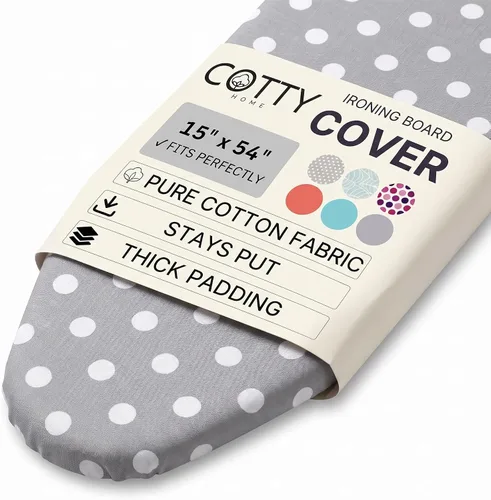 Vista 9 de Funda extra gruesa para tabla de planchar de 15 x 54 pulgadas, tamaño estándar, acolchada, reflectante al calor, algodón resistente al quemado Gris