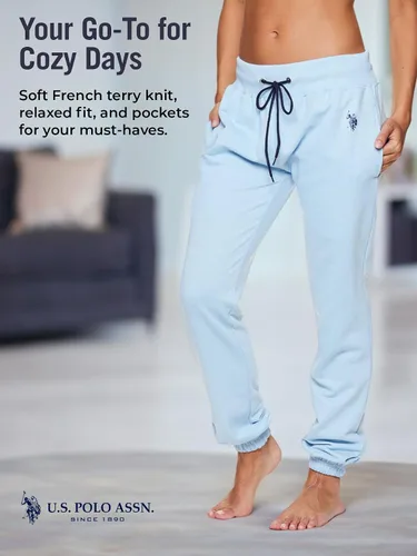 Vista 2 de U.S. Polo Assn. Pantalones deportivos para mujer Pantalones deportivos de rizo francés para mujer con bolsillos Bonitos joggers para mujer