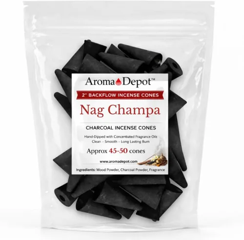Vista 6 de Conos de incienso de carbón de reflujo Nag Champa de 2 pulgadas (10 conos)