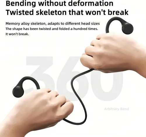 Vista 6 de Auriculares de conducción ósea, auriculares óseos, auriculares inalámbricos BT Fitness actualizados con micrófono, 8 horas de reproducción