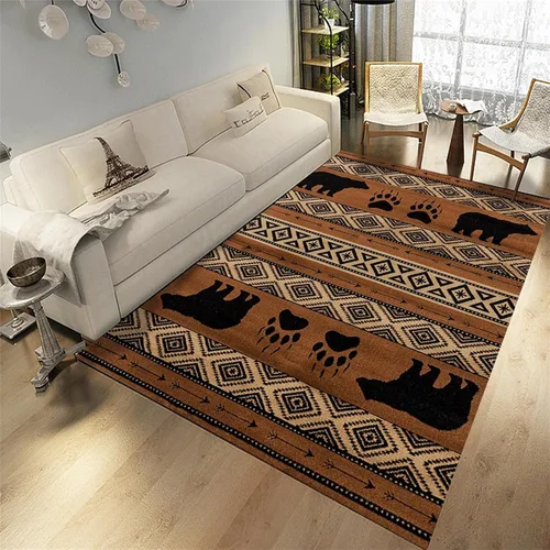 Vista 19 de Alfombra rústica de estilo occidental para sala de estar, antideslizante y lavable, para dormitorio, sala de estar, cocina, 3 x 4 pies