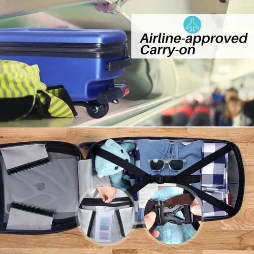 Vista 6 de iubest Maleta plegable de aluminio para niños y adultos, equipaje de viaje para niños y niñas de negocios y escuela, Versión Blue-Kids, Equipaje