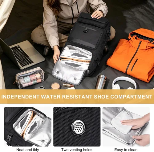 Vista 3 de PIJUSHI Mochila de viaje de mano para mujeres y hombres, bolsa de lona convertible, mochila de equipaje grande, para laptop de 16 pulgadas