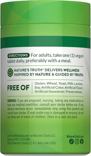 Vista 7 de Nature's Truth Vitamina B12 1000 mcg 75 tabletas de liberación temporal Suplemento vegano, sin OMG y sin gluten