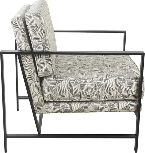 Vista 4 de HomePop Silla decorativa moderna con marco de metal, decoración del hogar Homepop, sillas decorativas para sala de estar y dormitorio, líneas grises