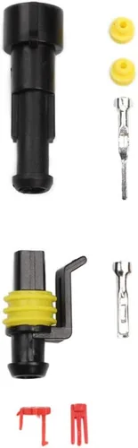 Vista 5 de ESUPPORT 1 Pin Way Auto Impermeable Conector Eléctrico Enchufe Kit con Alambre AWG Calibre Marina Paquete de 10 Auto Sealed Electrical Plugs Male