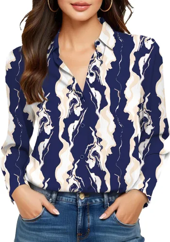 Vista 30 de Camisas sin planchado y sin arrugas para mujer, con botones, de manga larga, de seda de morera, blusas casuales para el trabajo