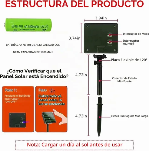 Vista 4 de Dazzle Bright Paquete de 2 tiras solares de Navidad verdes de 400 LED de 132 pies para exteriores, funciona con energía solar del día de San