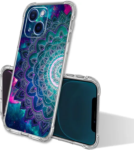 Vista 3 de Funda para iPhone 12, iPhone 12 Pro, diseño de flores de mandala, protección contra caídas espaciales, a prueba de golpes, carcasa protectora