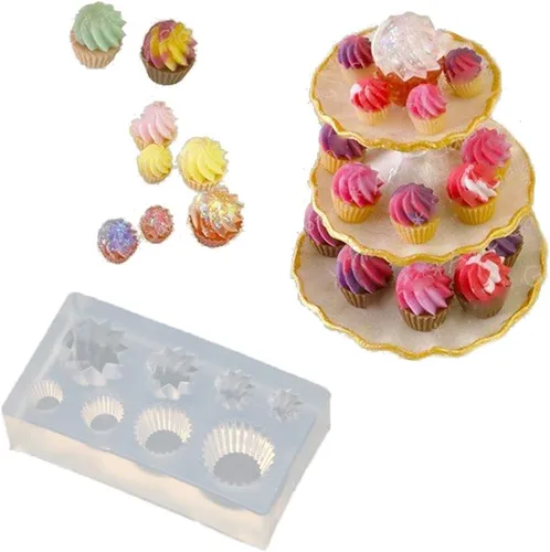 Vista 2 de DIY 3D botella de vidrio resina molde taza taza simulado comida mini pastel molde de silicona