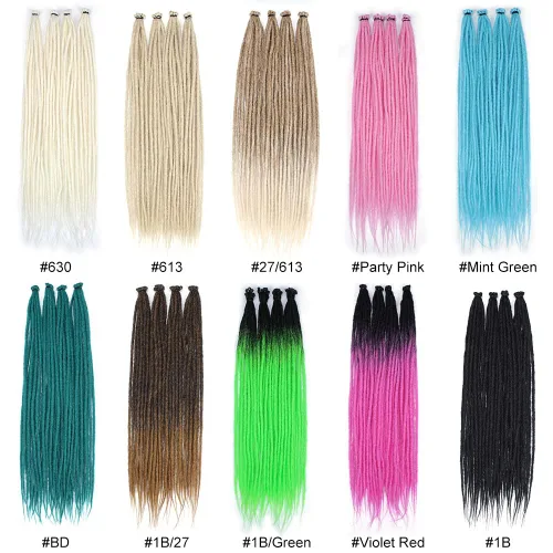 Vista 5 de Kraler Extensiones de Rastas Azules, Extensiones de Rastas Sintéticas de Ganchillo de 22", 100% Hechas a Mano, Rastas de Una Sola Punta, Delgadas