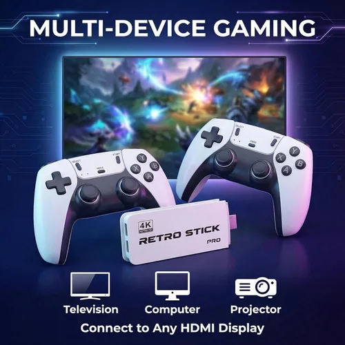Vista 3 de Retro Gaming Console Plug & Play Game Console for TV, 4K HD HDMI Video Console with Built-in 20,001 Classic Games, Dual 2.4G Wireless Controllers