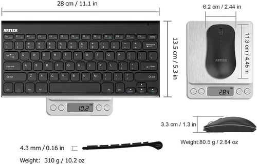 Vista 6 de Arteck - Combo de teclado y mouse inalámbricos 2.4G, ultra compacto, delgado, teclado de tamaño completo de acero inoxidable y mouse ergonómico