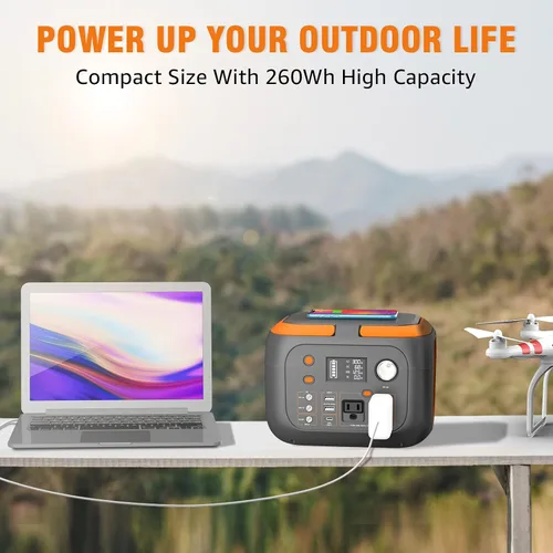 Vista 5 de Estación de energía portátil de 300 W 260 Wh Generadores solares al aire libre Paquete de batería de litio móvil Salida de 110 V Banco de energía