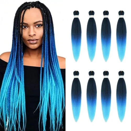 Vista 76 de 8 paquetes de extensiones preestiradas - 16 pulgadas de cabello trenzado premium, 55G/paquete, sin picazón, fijación en agua caliente, textura Perm