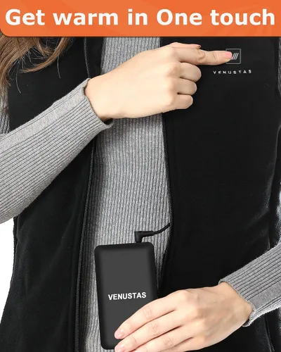 Vista 5 de Venustas Chaleco calefactable, chaleco de forro polar térmico para mujer con batería de 7.4 V, ligero aislado y eléctrico