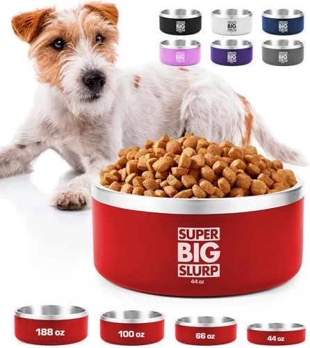 Vista 18 de Tuff Pupper Tazón Aislado de Servicio Pesado para Perros Plato de Comida para Perros de Acero Inoxidable de Doble Pared Tazón Antideslizante a