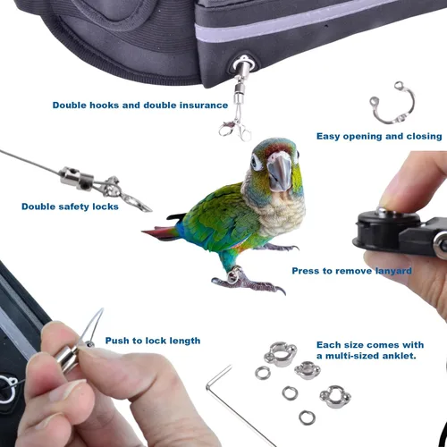 Vista 4 de Arneses de pájaros manos libres adecuados para ciclismo y conducción al aire libre y cinturones cangurera autoretráctil correa de pájaro suirtable