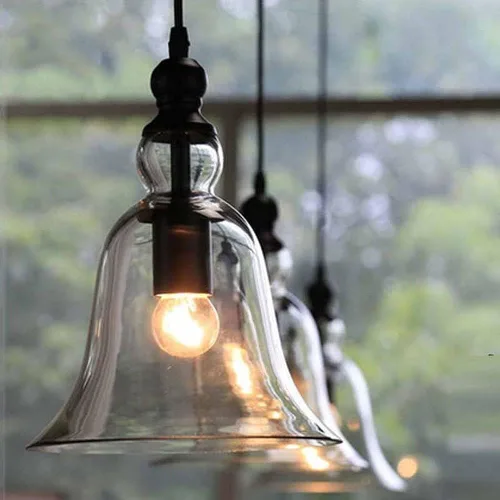 Vista 4 de Lámpara colgante de cristal retro americana, pantalla de cúpula de cristal, lámpara de techo rústica para isla de cocina, comedor, lámpara