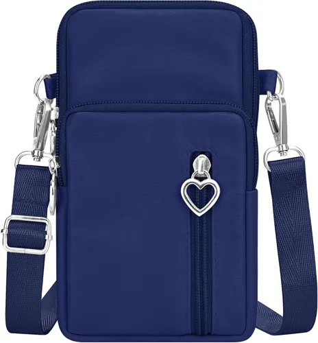 Vista 13 de YINHEXI Bolsos cruzados pequeños para mujer, a la moda, mini compartimento triple para teléfono celular, monederos cruzados Negro