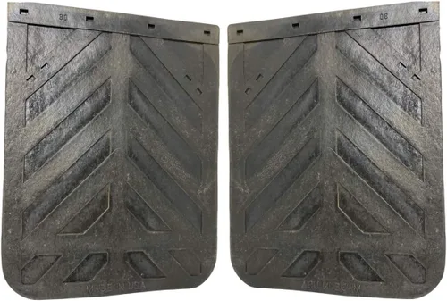 Vista 4 de Guardabarros negros para semi camión y remolque - Chevron 61 x 61 cm de hule resistente - Juego de 2