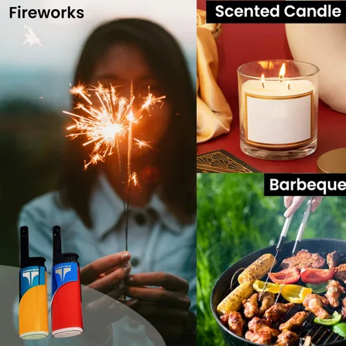 Vista 6 de Kasher EZ Reach - Encendedor de velas con herramienta de velas, varita extendida, ideal para iluminar tarros de velas perfumadas, camping, Azul
